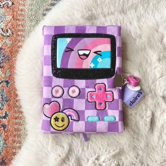 Claire’s lock diary gameboy video game notebook journal purple plushie girls - Picture 1 of 16